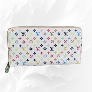 LV White Multicolor Zip-Around Wallet Zippy